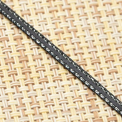 Double Edge Silver Thread Grosgrain Ribbon for Wedding Festival Decoration SRIB-L012-9mm-030-1