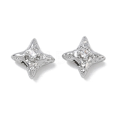 Brass Micro Pave Clear Cubic Zirconia Beads CU-CBA91C0-02P-1