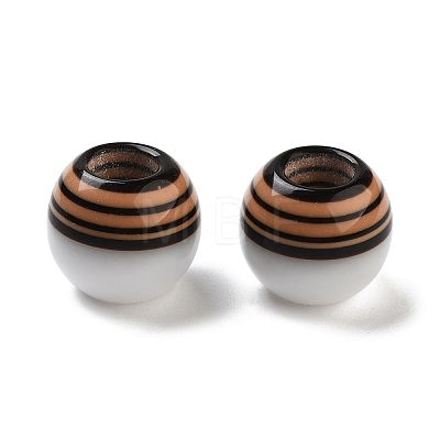 Resin Striped European Beads RESI-Z030-06B-1