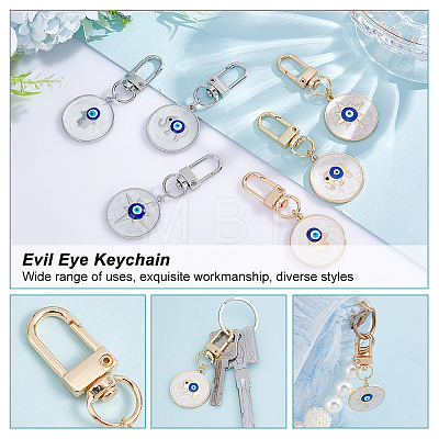 6Pcs 6 Style Alloy Enamel Turkish Blue Evil Eye Pendant Decoration KEYC-AR0001-15-1