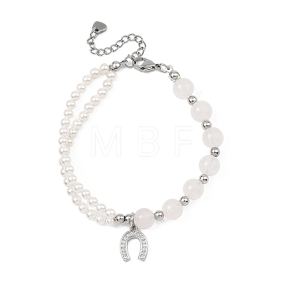Brass Micro Pave Clear Cubic Zirconia Charm Bracelets BJEW-JB13748-02-1