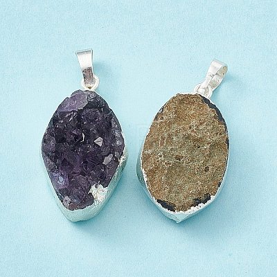 Natural Amethyst Druzy Pendants G-C002-05S-1