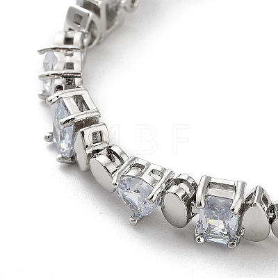 Brass Rectangle & Teardrop & Flat Round Link Chain Bracelets BJEW-D039-32P-1