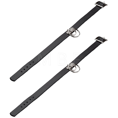 2Pcs Punk Rock Style Cowhide Leather Choker Necklaces NJEW-CL0001-40-1