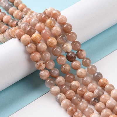 Round Natural Sunstone Beads Strands G-I176-09-6mm-1