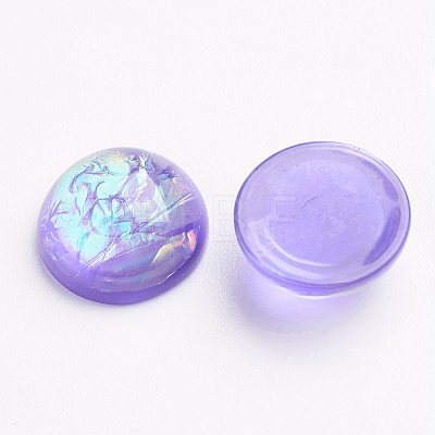 Half Round Resin Imitation Opal Cabochons X-CRES-D029-16-1