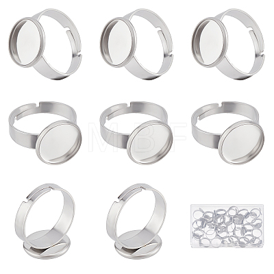 40Pcs Adjustable 304 Stainless Steel Finger Rings Components STAS-BBC0001-30-1
