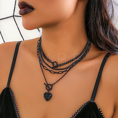 Gothic Alloy with Iron Pendant Multi Layered Chain Necklaces for Women FS-WG9D473-02-1