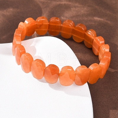 Natural Red Aventurine Faceted Beaded Stretch Bracelets for Women BJEW-K251-07N-1