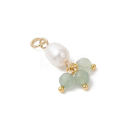 Natural Gemstone & Cultured Freshwater Pearl Pendants PALLOY-JF05142-01-1
