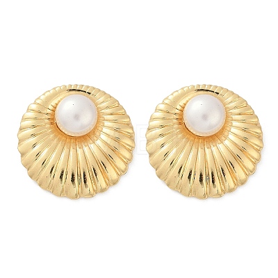 304 Stainless Steel ABS Plastic Pearl Stud Earrings for Women EJEW-U046-09G-1