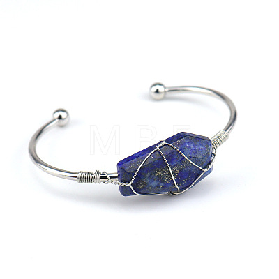 Natural Sodalite Wire Wrapped Cuff Bangles WG81AD5-02-1