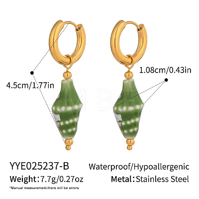 Stainless Steel Shell Shape Hoop Earrings RR5030-2-1