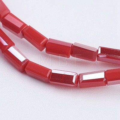 Electroplate Opaque Glass Beads Strands EGLA-F123-HR-2x4mm-C01-1