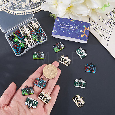 32Pcs 4 Colors Alloy Enamel Pendants ENAM-SC0008-20-1