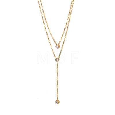 304 Stainless Steel Double Layer Y Drop Necklace STAS-OY009-43G-1