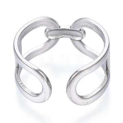 Non-Tarnish 304 Stainless Steel Oval Open Cuff Ring RJEW-N040-14-1