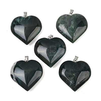 Natural Moss Agate Pendants GG-K002-04P-1