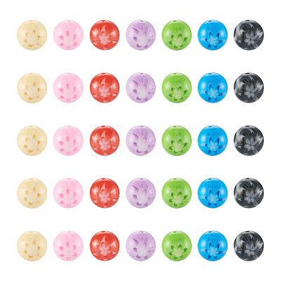 70Pcs 7 Colors Flower Opaque Resin Beads RESI-TA0001-55-1