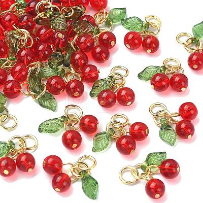 30Pcs Glass & Acrylic Beaded Charms PALLOY-CJ0003-03-1