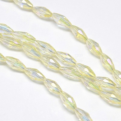 Electroplate Crystal Glass Rice Beads Strands X-EGLA-F042-A15-1