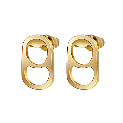 Oval 304 Stainless Steel Stud Earrings UI7518-1-1