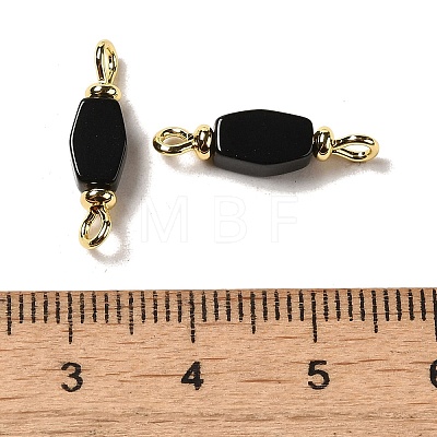 Natural Black Onyx(Dyed & Heated) Connector Charms FIND-C046-09B-G-1