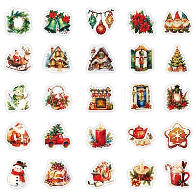 50Pcs Christmas Eve Theme Cartoon Paper Stickers X-DIY-P085-11-1