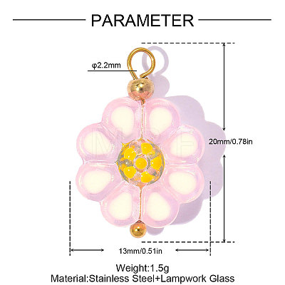 304 Stainless Steel with Glass Pendants GL-OY001-01G-01-1