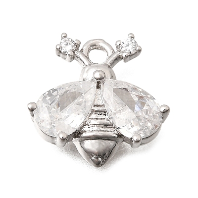 Brass Micro Pave Clear Cubic Zirconia Charms KK-K426-05P-1