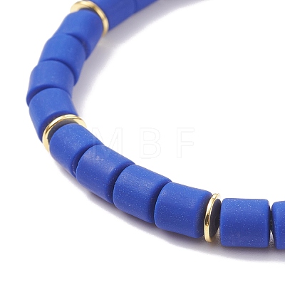 Handmade Polymer Clay & Natural Shell Beads Stretch Bracelet BJEW-JB07398-01-1