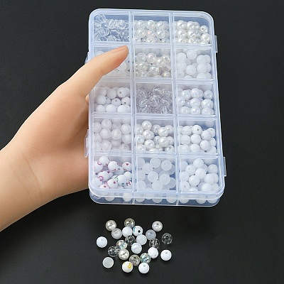 375Pcs 15 Styles Acrylic Beads MACR-YW0002-59C-1