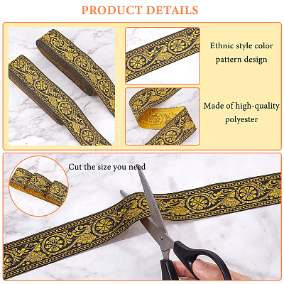 Ethnic style Embroidery Polyester Ribbons OCOR-WH0063-30B-1
