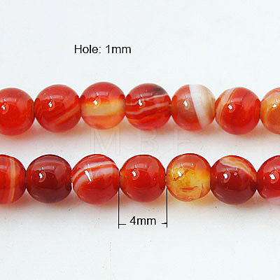 Natural Striped Agate/Banded Agate Beads Strands G-E023-M-1