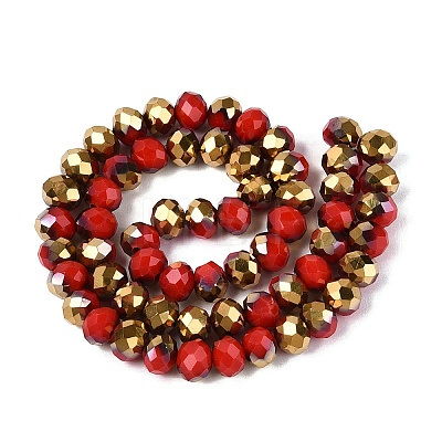 Electroplate Opaque Glass Beads Strands EGLA-A034-P8mm-O10-1
