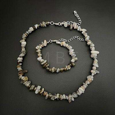 Natural Feldspar Chip Beaded Necklaces for Women IW6789-37-1