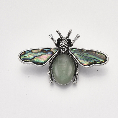 Natural Green Aventurine Brooches/Pendants G-S353-08H-1