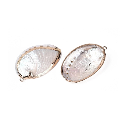 Electroplate Natural Paua Shell Pendants SSHEL-Q100-15KCG-1