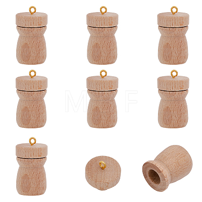 8 Sets Wood Perfume Bottle Pendants WOOD-CA0001-70-1