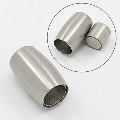 Matte 304 Stainless Steel Magnetic Clasps with Glue-in Ends STAS-K007-18-1
