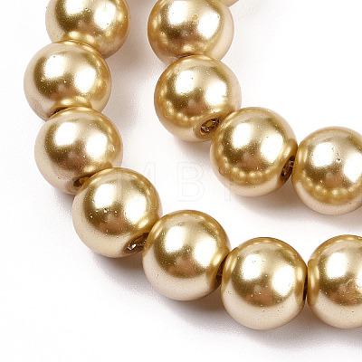 Baking Painted Pearlized Glass Pearl Round Bead Strands HY-Q330-8mm-11A-1