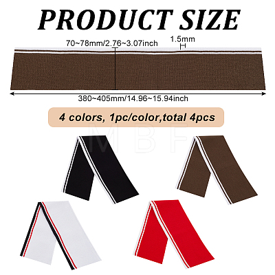 4Pcs 4 Ccolors 95% Cotton & 5% Elastic Fiber Ribbing Fabric for Cuffs FIND-BC0004-35-1