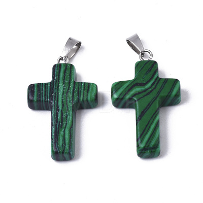 Synthetic Malachite Pendants G-J354-01A-1