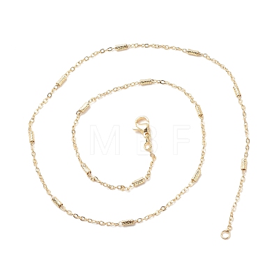 Brass Column Link and Cable Chains Necklace for Women NJEW-P265-31G-1