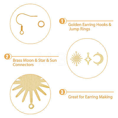 HOBBIESAY DIY Moon & Star & Sun Earring Making Kit KK-HY0003-49-1