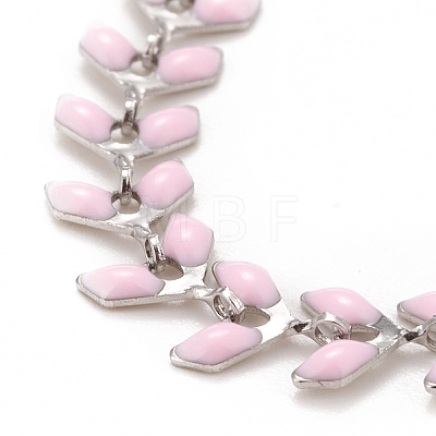 Enamel Wheat Link Chains Bracelet BJEW-P271-02P-03-1