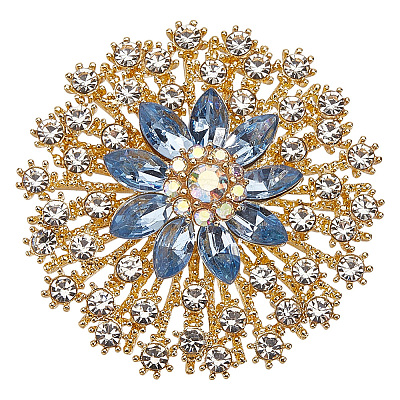 Flower Alloy Rhinestone Brooches for Backpack Clothes JEWB-WH20011-02C-1