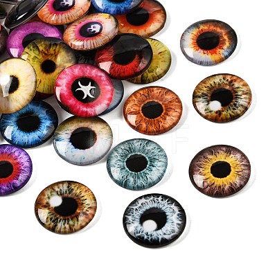Printed Transparent Glass Cabochons GL-CBAA22A-12-1