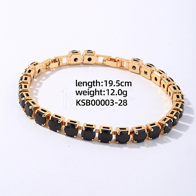 Hip-hop Brass Micro Cubic Zirconia Link Chain Bracelets for Men and Women FX8797-28-1