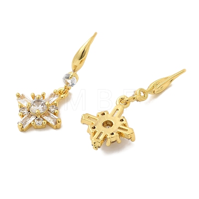 Cross Rack Plating Brass Micro Pave Cubic Zirconia Dangle Earrings EJEW-K289-02G-1